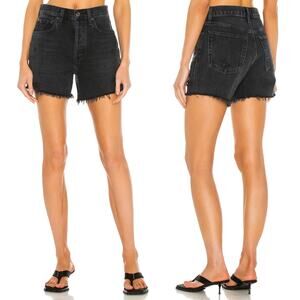 AGOLDE Riley High Rise Denim Shorts Vortex Black Wash Size 24